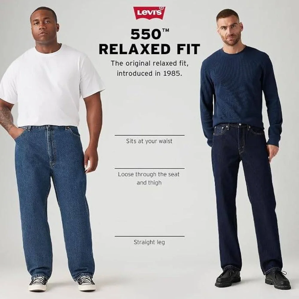 Levi's 550 Relaxed 38x36 Men's Jeans Medium Stonewash Straight Leg Blue